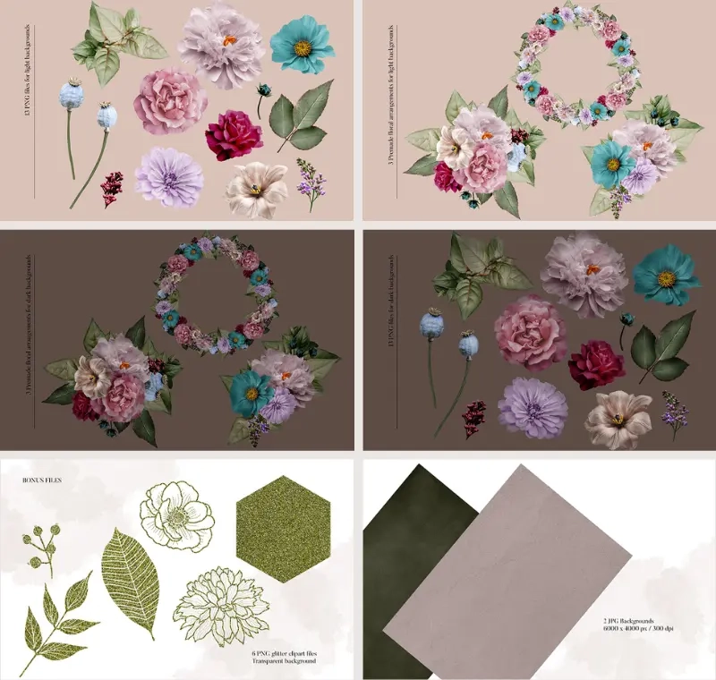 Sisi bouquet elements collage