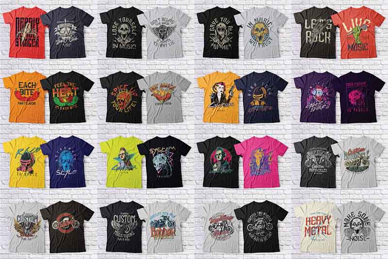 A collage of previews of the t shirt design online