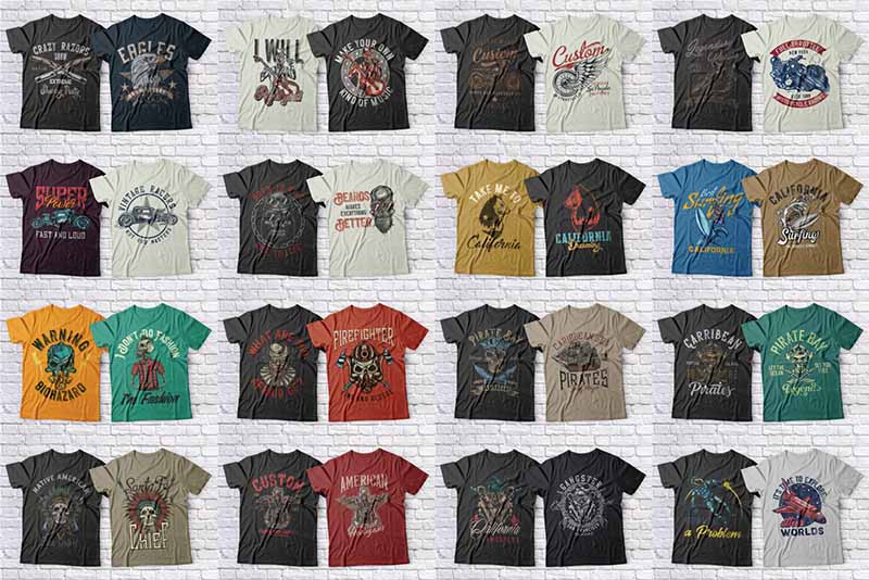 A collage of previews of tee shirt design