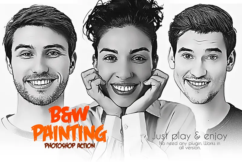 B&W Painting Photoshop Effect