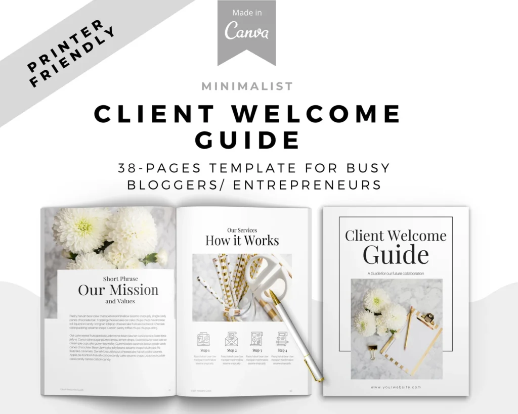 A preview of Client Welcome templates