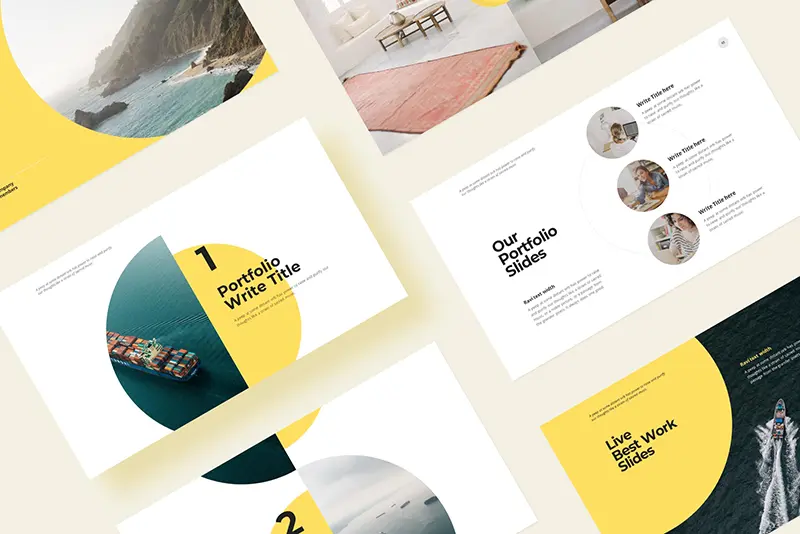 A Preview Of Portfolio Slides And Portfolio Title Slides Included In The Bundle