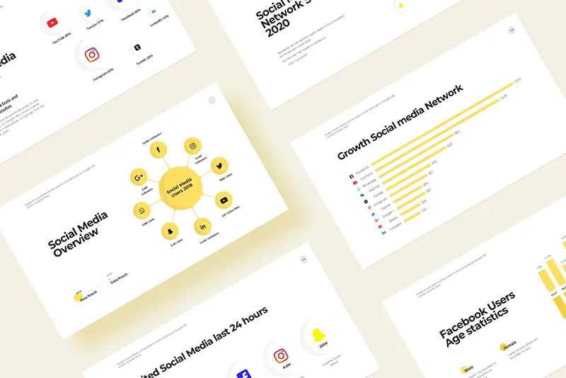 A Preview Of Slides Showcasing The Social Media Overview Of A Business