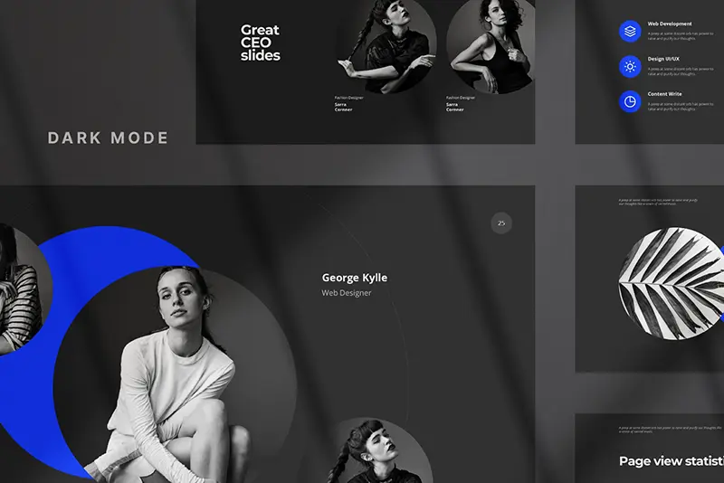 A Preview Of A Slide Template 
In Dark Mode