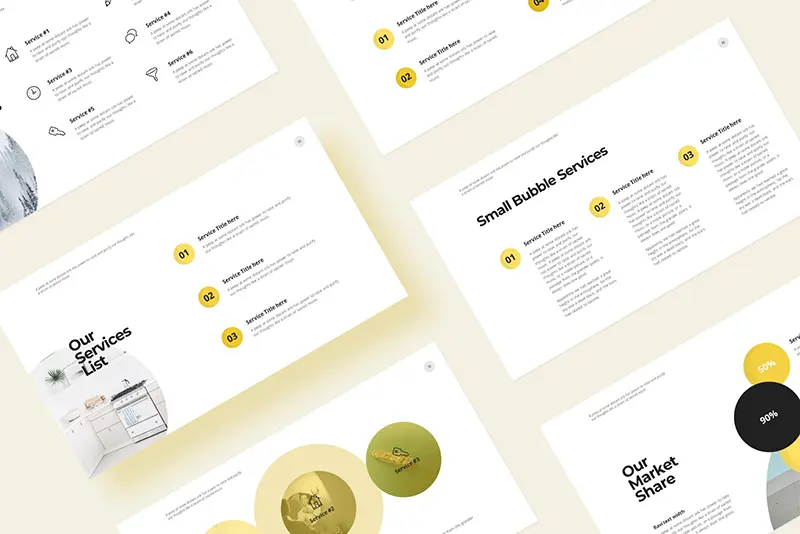 A Preview Of Slides Showcasing The Serviced Listed Of A Business