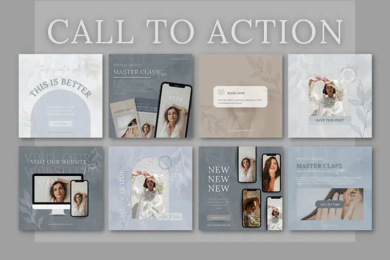 A preview of the call to action lesson templates included in the bundle