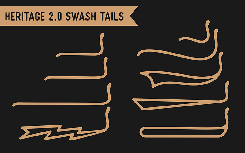 Heritage Display Font Preview 10 Heritage 2.0 Swash Tails Displayed