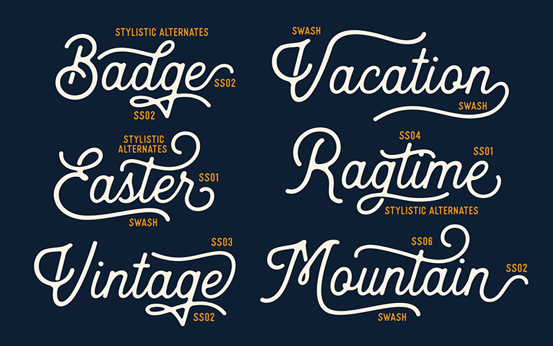 Heritage Display Font Preview 4 Words Highlighting Heritage Fonts Features