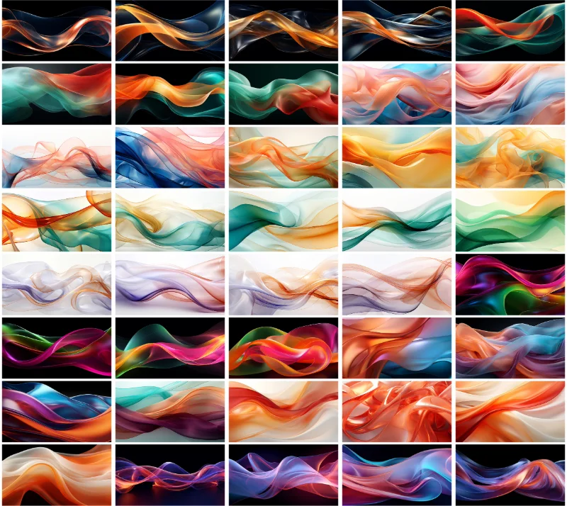 A collage of horizontal wave backgrounds from the bundle