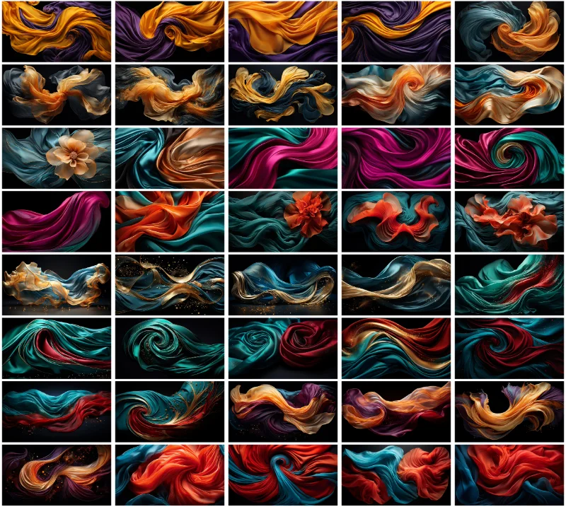 A collage of horizontal abstract wavy backgrounds included in the bundle