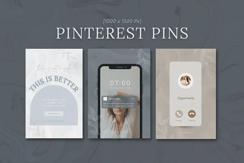 A preview of the Pinterest pins templates included in the bundle