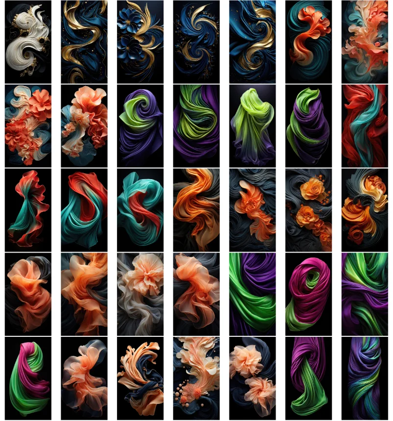 A collage of vertical wavy patterns included in the bundle