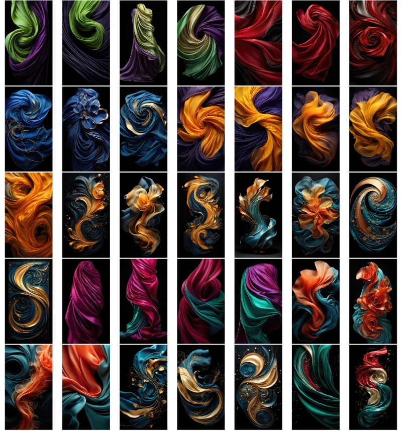 A collage of vertical abstract wave patterns included in the bundle