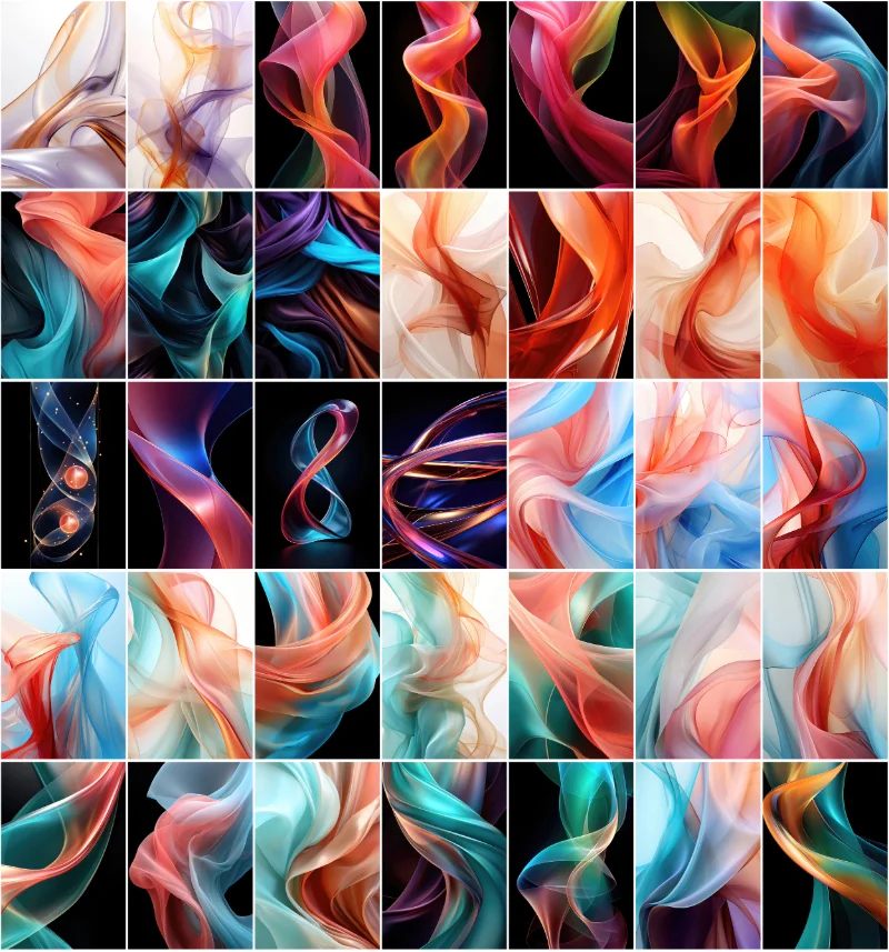 A collage of vertical abstract images included in the bundle