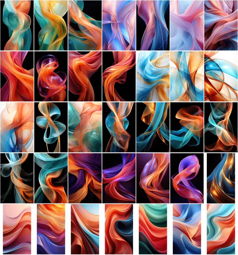 A collage of vertical abstract backgrounds included in the bundle