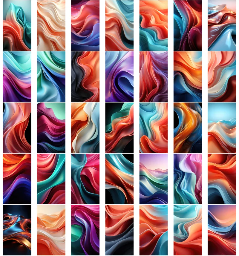 A collage of vertical wavy backgrounds included in the bundle