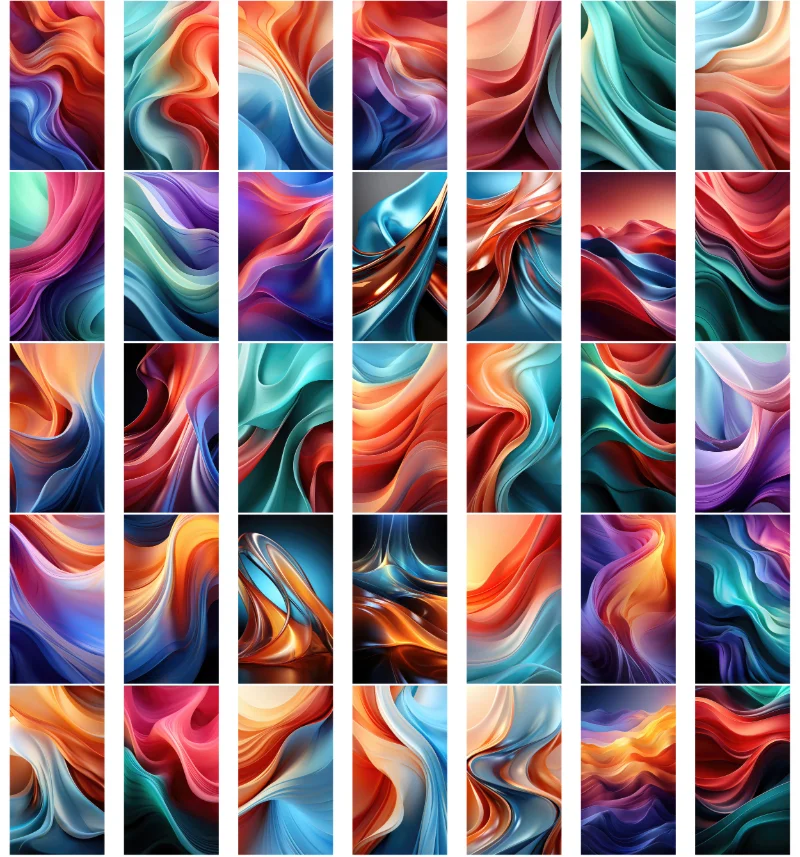 A collage of vertical abstract wavy backgrounds included in the bundle