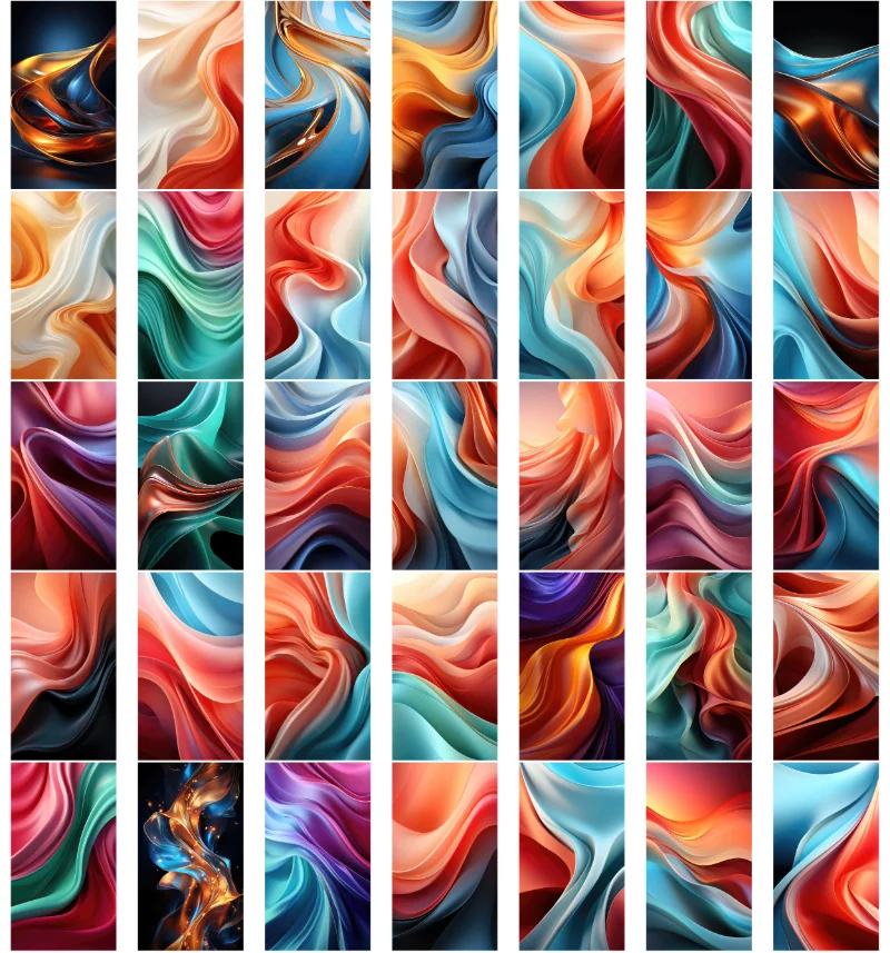 A collage of vertical wave backgrounds included in the bundle