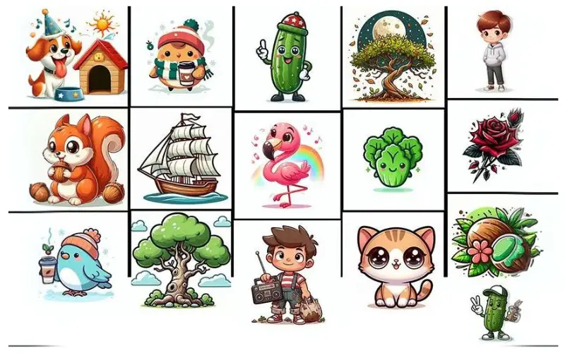 lion illustration cute, octopus illustration cute, owl cute illustration, panda cute illustration