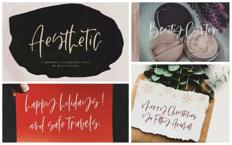 a collage of the previews of Aesthetic Contemporary fonts