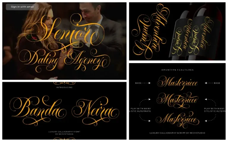 a collage of the previews of Banda neira Contemporary fonts