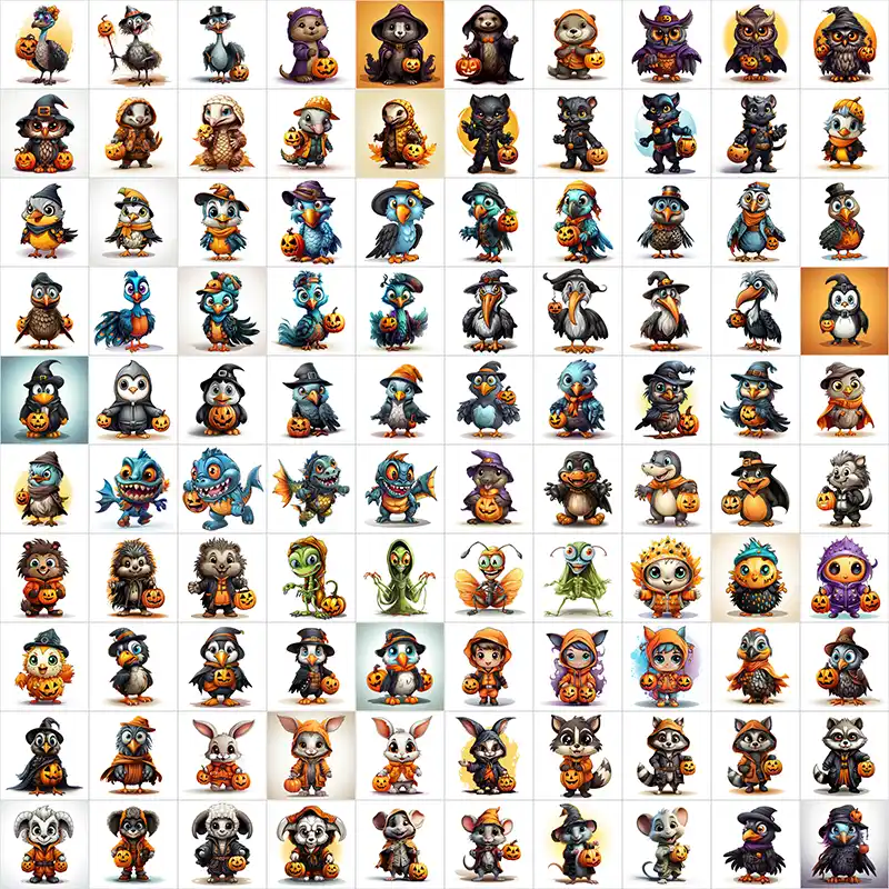 Images of cute Halloween animal images included in this bundle.