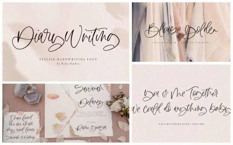 a collage of the previews of Diary writing  Contemporary fonts