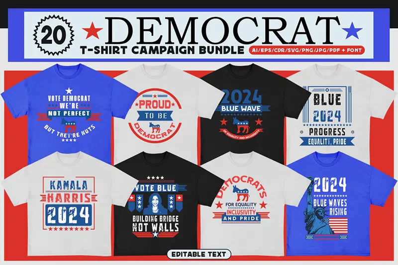 A preview of Democrat Designs Bundle included