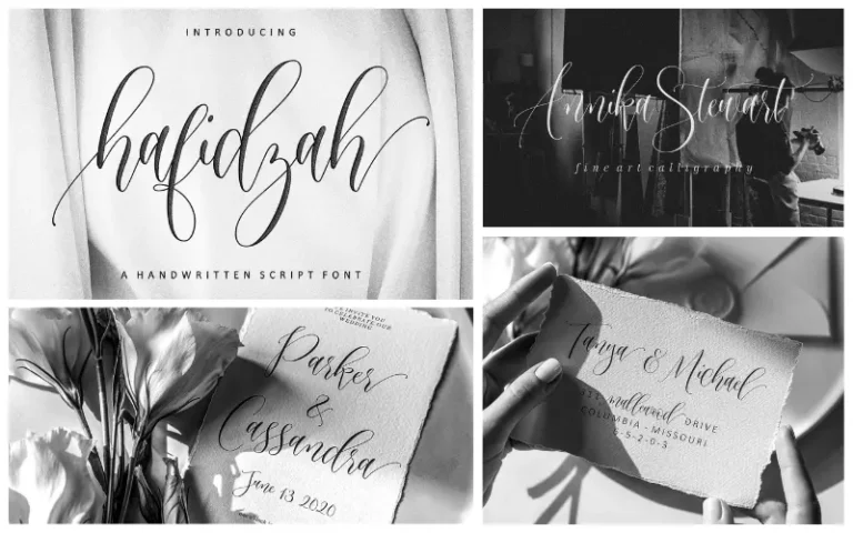 a collage of the previews of Hafidzah Contemporary fonts