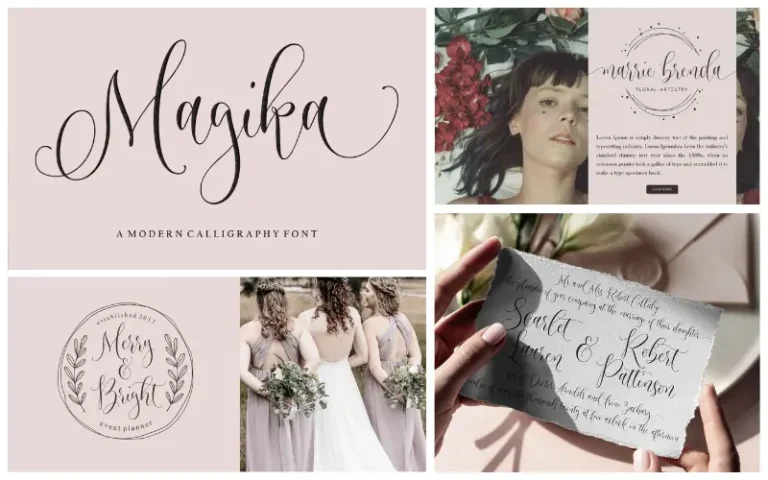 a collage of the previews of Magika Contemporary fonts