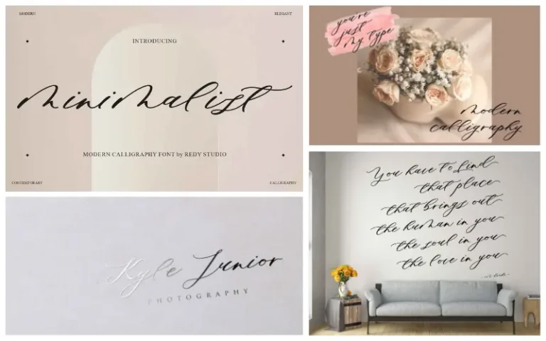 a collage of the previews of Minimalist Contemporary fonts