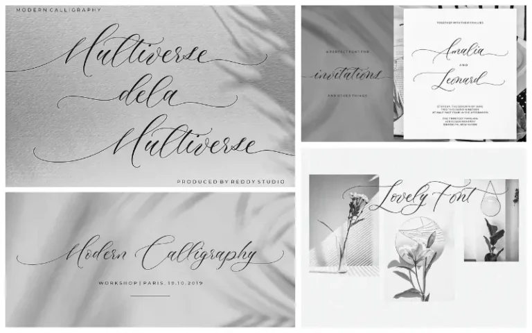 a collage of the previews of multiverse Contemporary fonts