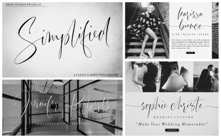 A collage of the previews of the simplified typeface