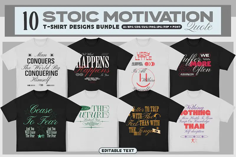 A preview of Stoic Motivation Designs Bundle included
