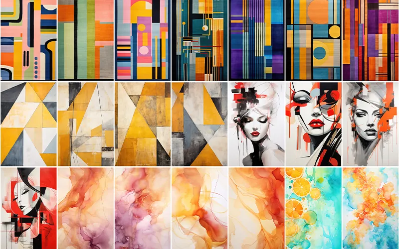 A preview image of abstract backgrounds included in the bundle.