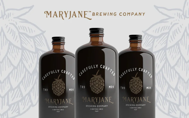 A preview of a the Blackport hand drawn font used on a Maryjane Brewing Company's Bottles.