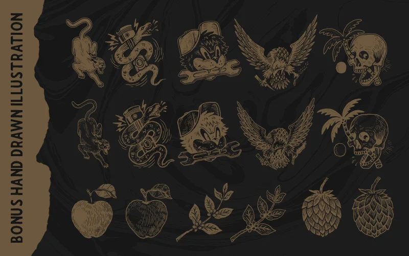Vector illustrations included in the Blackport font pack.