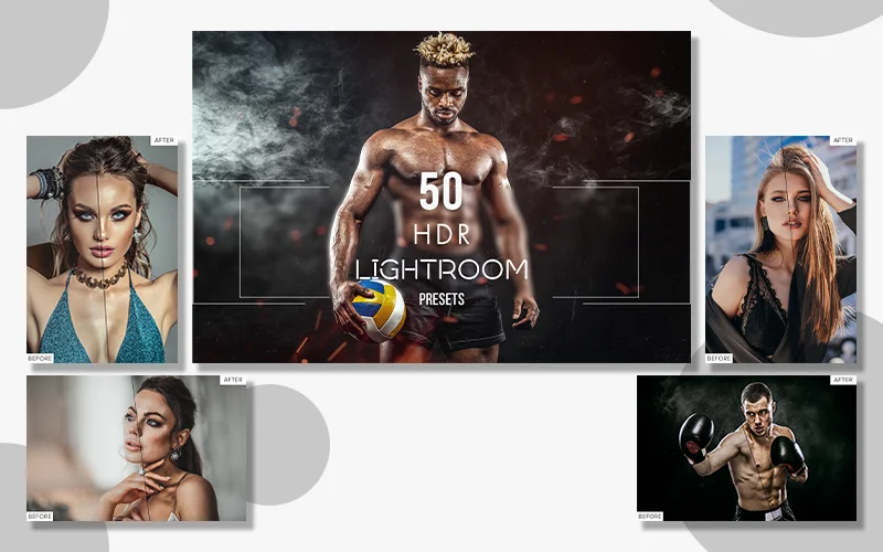 A preview of the HDR Lightroom presets included in the bundle