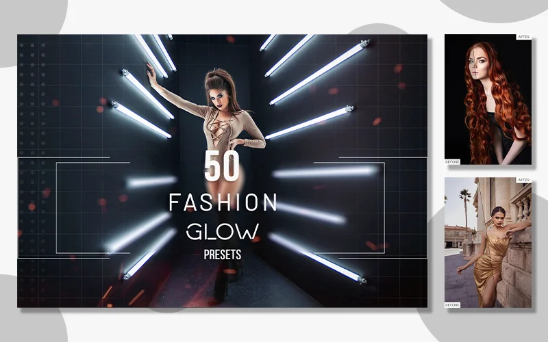 A preview of the Fashion Glow Lightroom presets included in the bundle