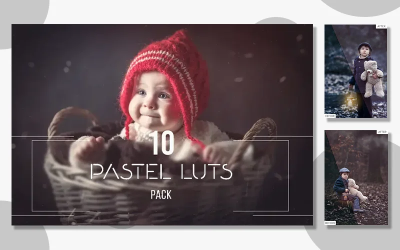 A preview of the pastel LUTs pack included in the bundle
