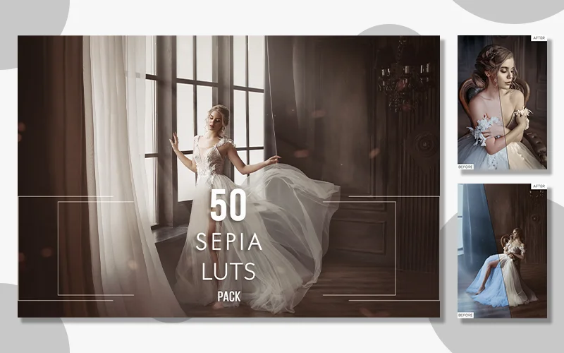A preview of the Sepia LUTs Pack included in the bundle