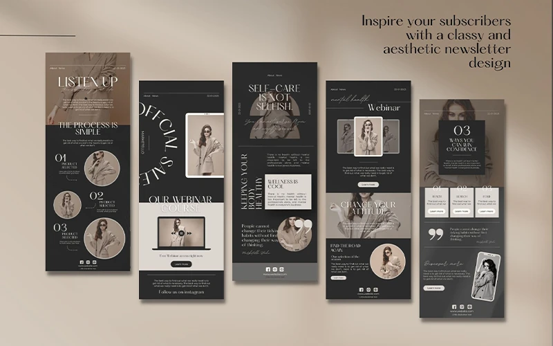 A preview of Flodesk email marketing templates included in the bundle