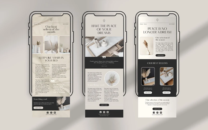 Preview of professional email marketing templates included in the bundle