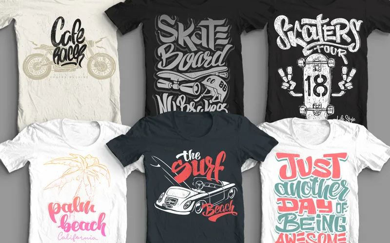 Preview of the trending Tee shirt designs included in the bundle