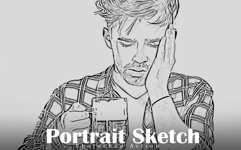 portrait sketch photoshop action, photoshop filters for portraits