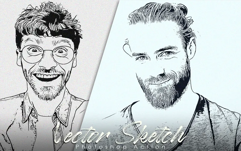 vector sketch photoshop action, vector sketch photoshop action cartoon effect, vector sketch photoshop action free download
