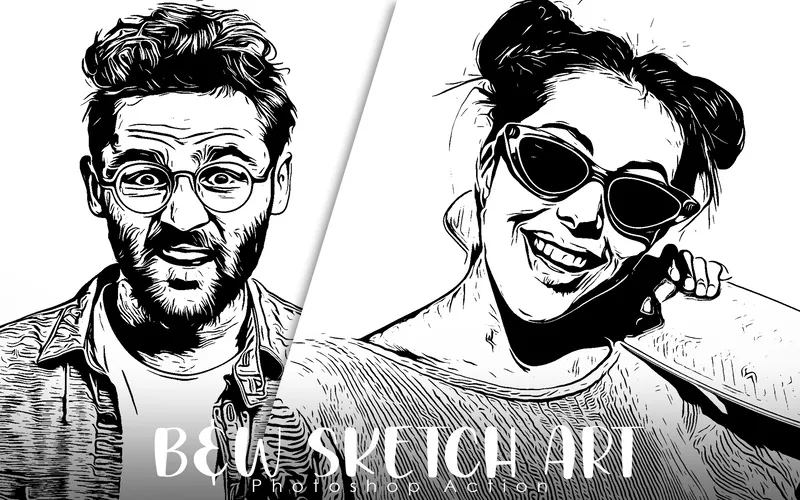 b&w sketch photoshop action