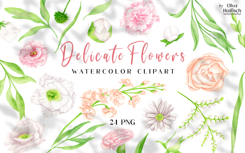 Collage of the Watercolor Flower PNG images