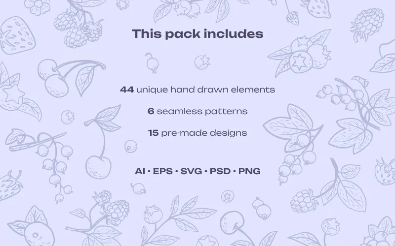 Graphics included in this berry themed bundle