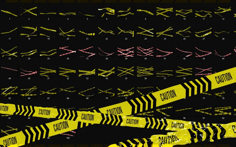 Red and Yellow Caution Tape PNG